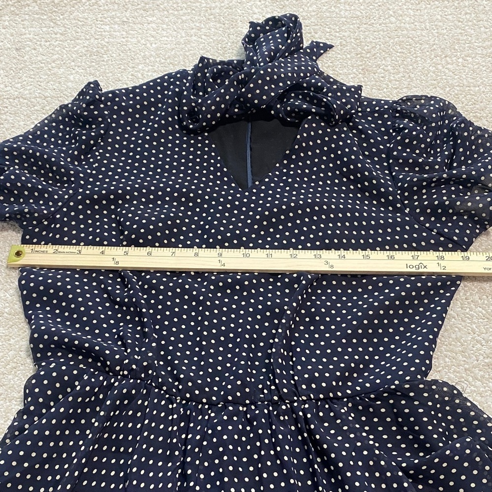 Betsey Johnson Black Polka Dot Tie-Neck Mini Dress Size 10 - Picture 10 of 15